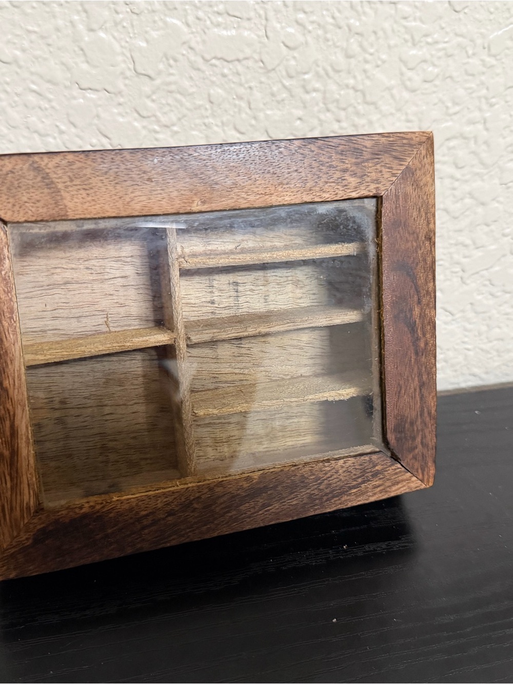 Handmade Wooden Compartment Display Box - Brown